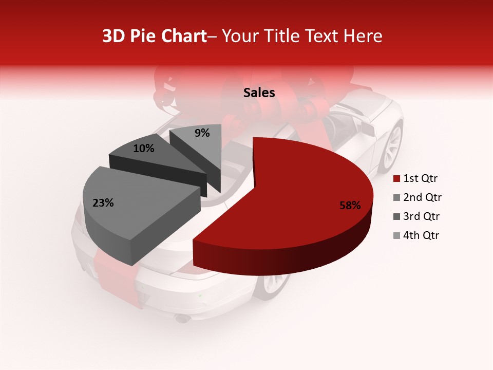 A White Car With A Red Bow On Top Of It PowerPoint Template