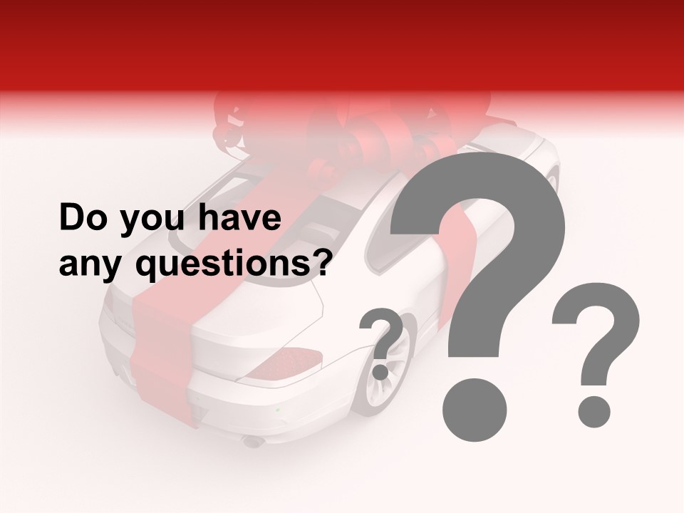 A White Car With A Red Bow On Top Of It PowerPoint Template