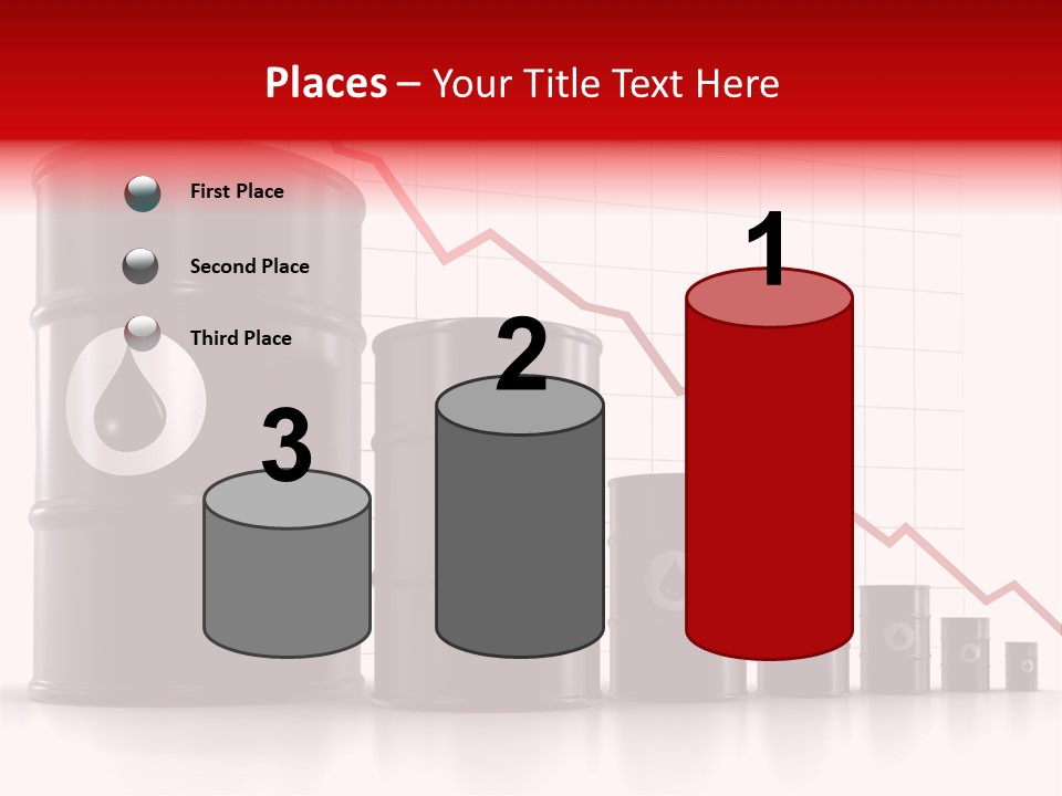A Barrel Of Oil Next To Barrels With Oil Prices PowerPoint Template