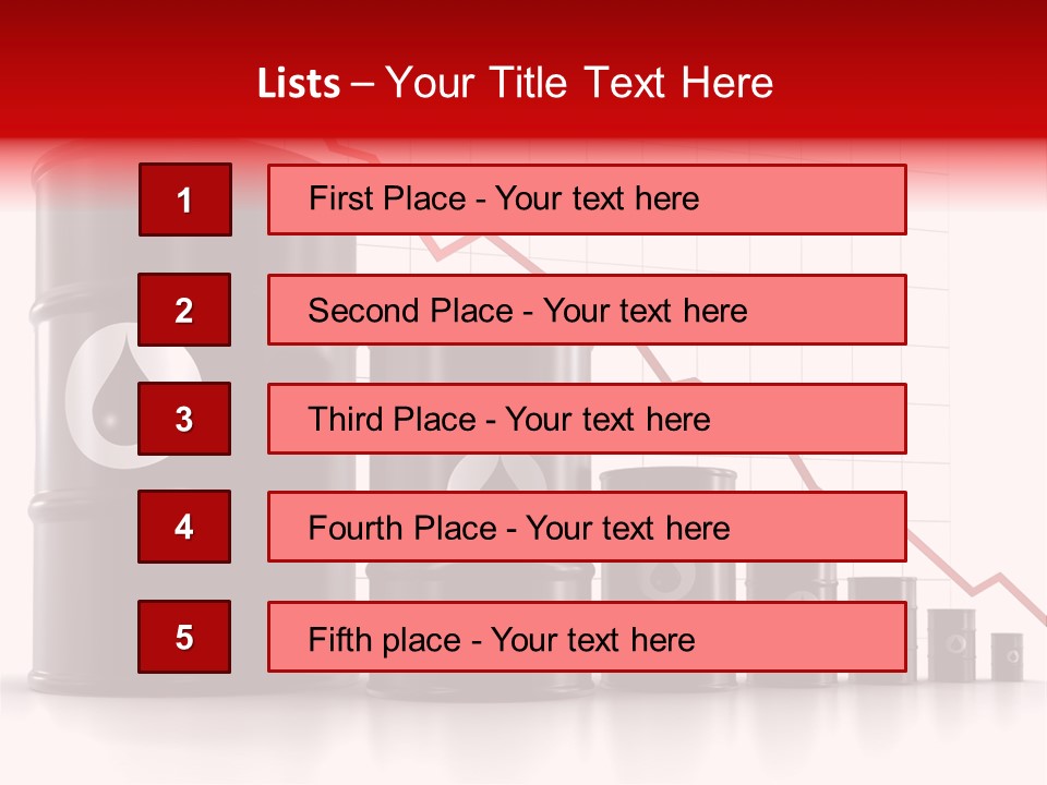 A Barrel Of Oil Next To Barrels With Oil Prices PowerPoint Template