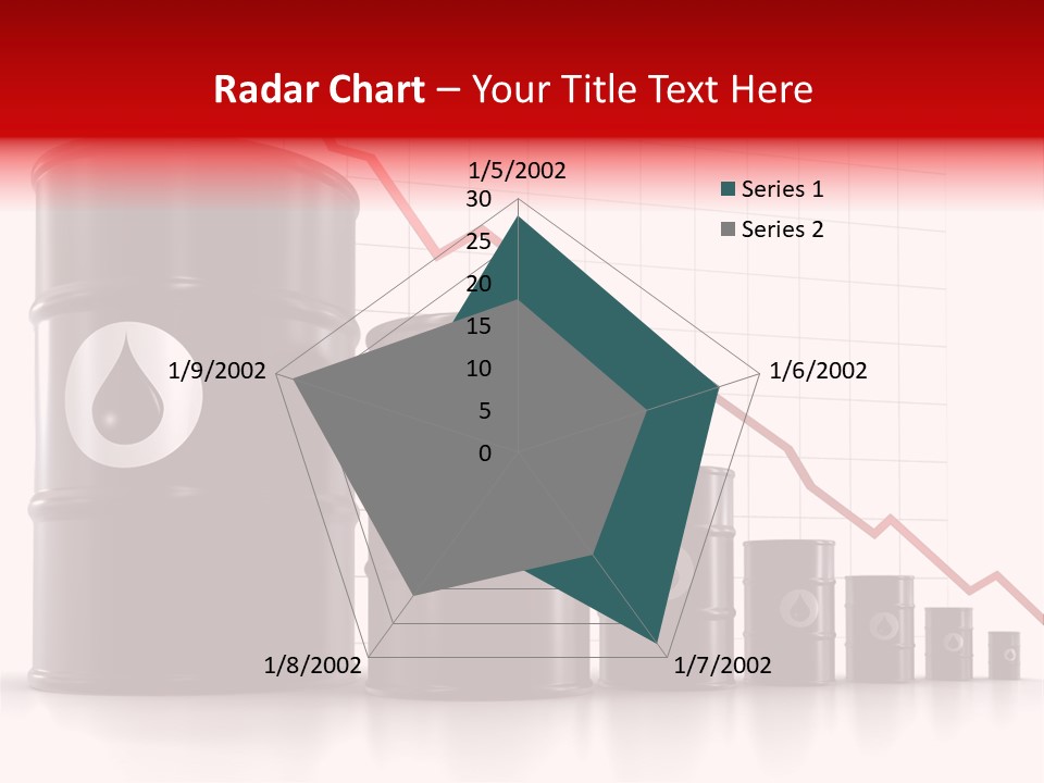 A Barrel Of Oil Next To Barrels With Oil Prices PowerPoint Template