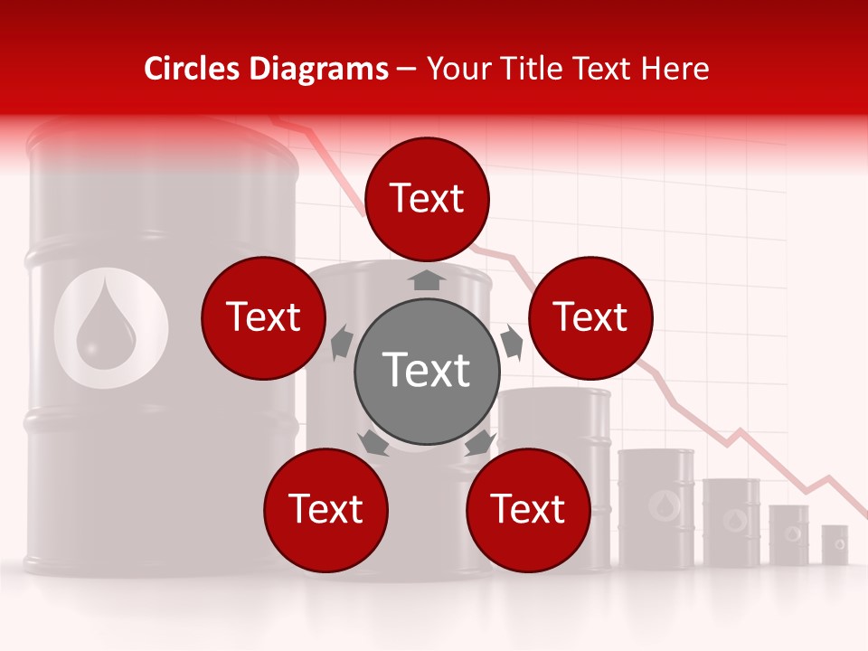 A Barrel Of Oil Next To Barrels With Oil Prices PowerPoint Template