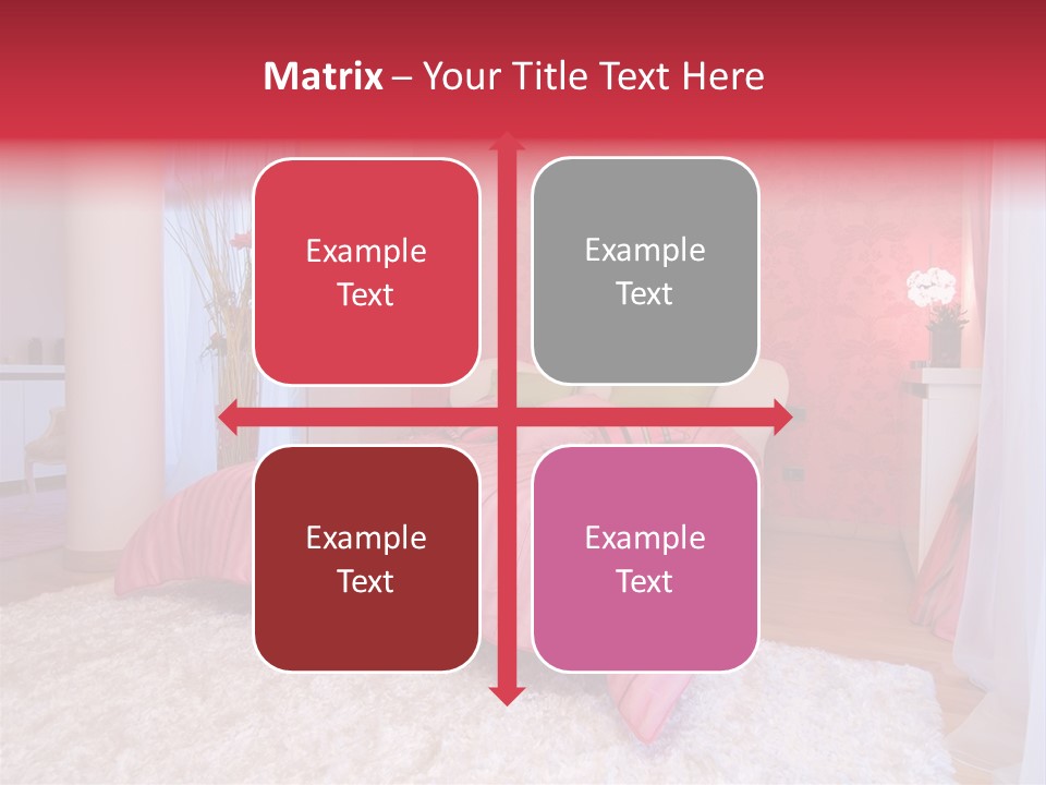 A Bedroom With A Bed And A Pink Wallpaper PowerPoint Template