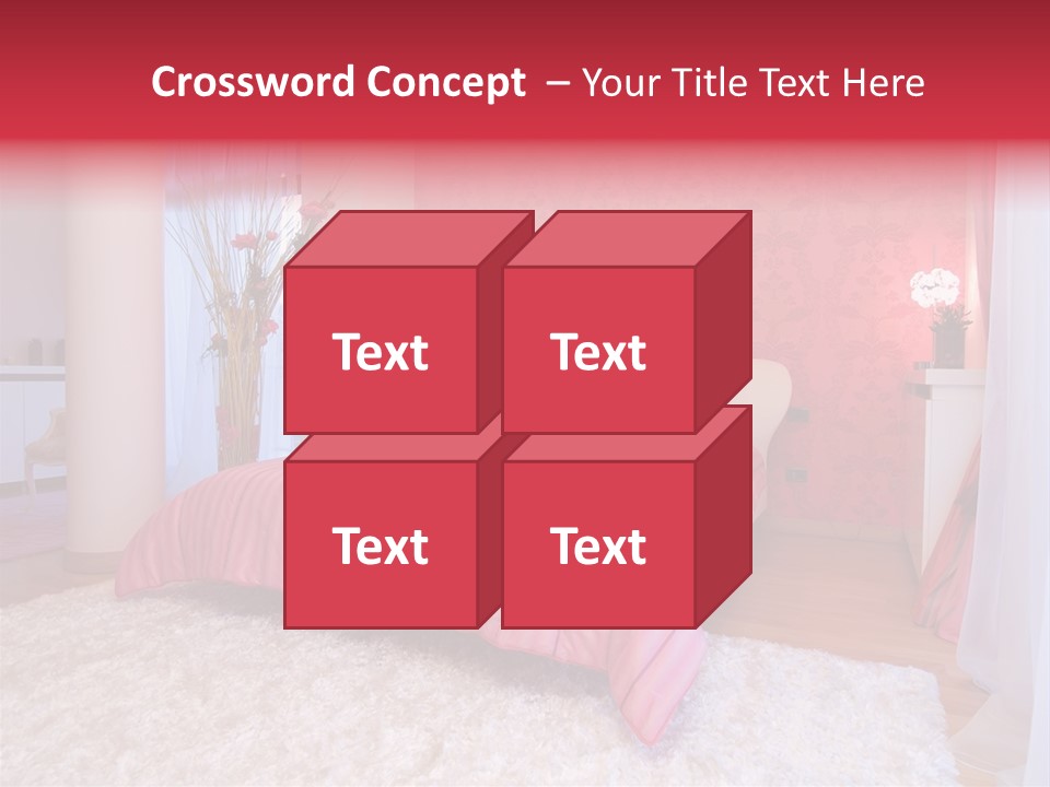 A Bedroom With A Bed And A Pink Wallpaper PowerPoint Template