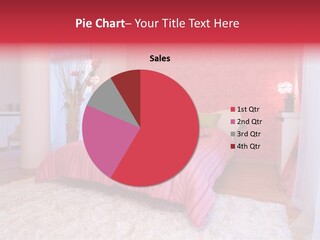 A Bedroom With A Bed And A Pink Wallpaper PowerPoint Template