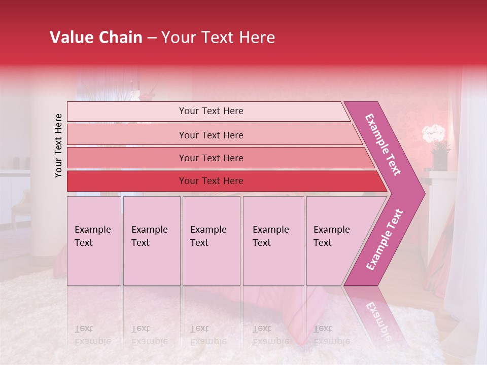 A Bedroom With A Bed And A Pink Wallpaper PowerPoint Template