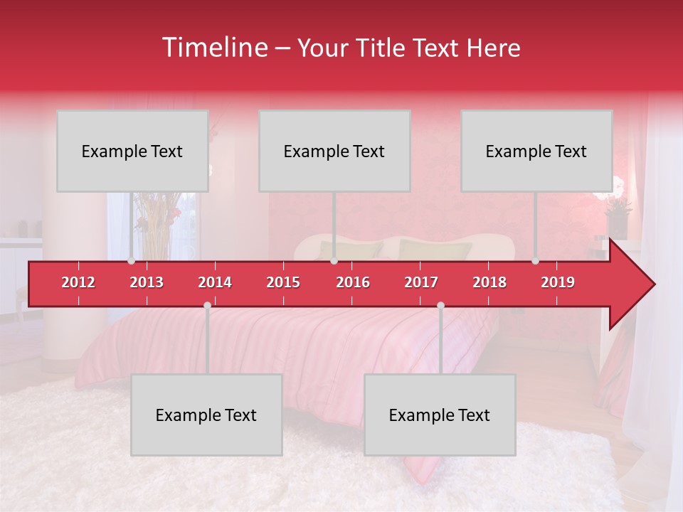 A Bedroom With A Bed And A Pink Wallpaper PowerPoint Template