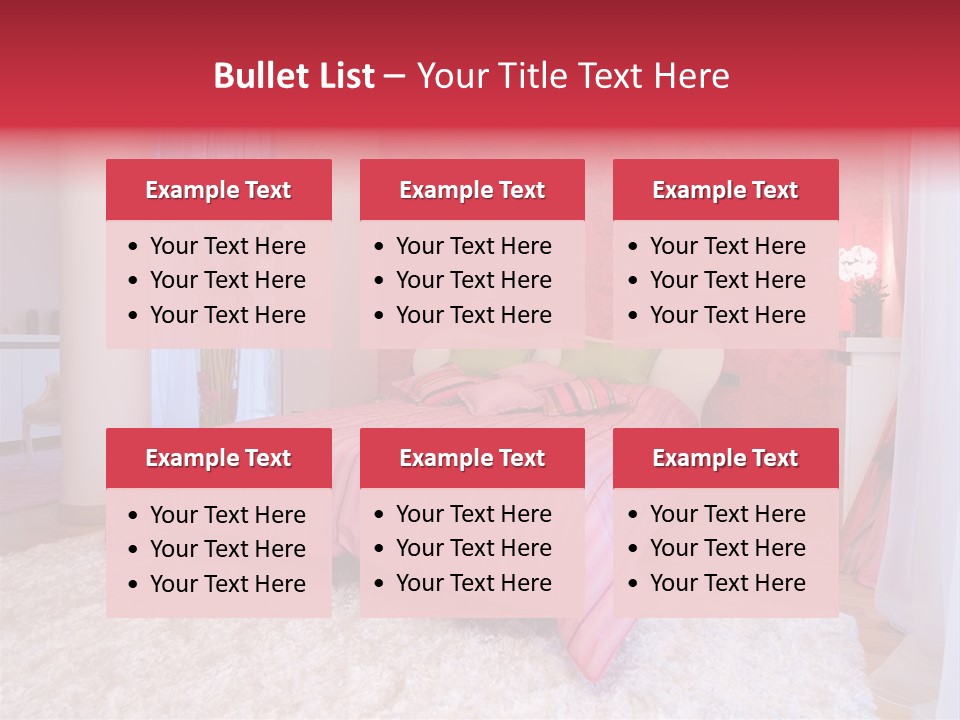 A Bedroom With A Bed And A Pink Wallpaper PowerPoint Template