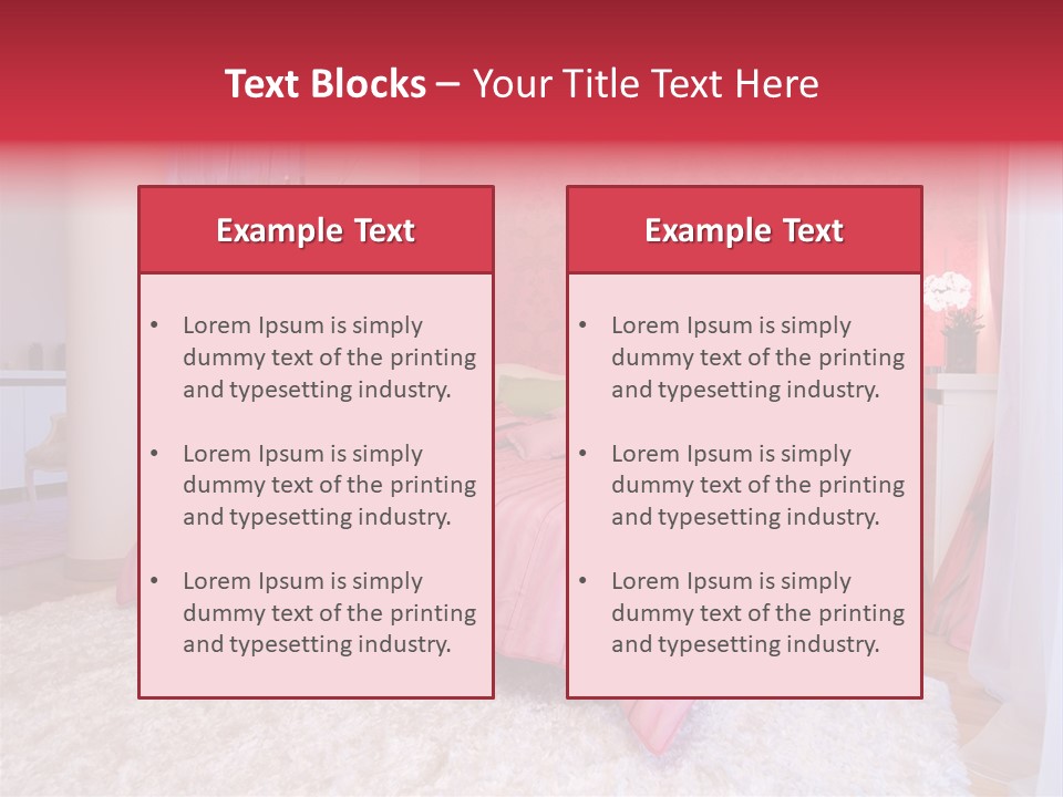 A Bedroom With A Bed And A Pink Wallpaper PowerPoint Template