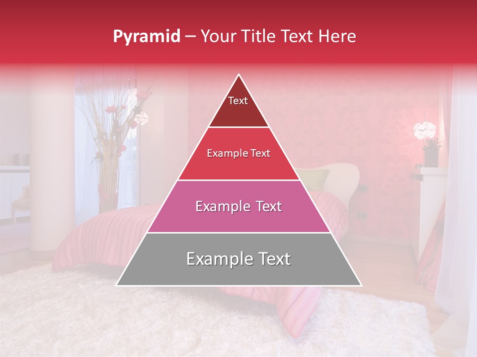 A Bedroom With A Bed And A Pink Wallpaper PowerPoint Template