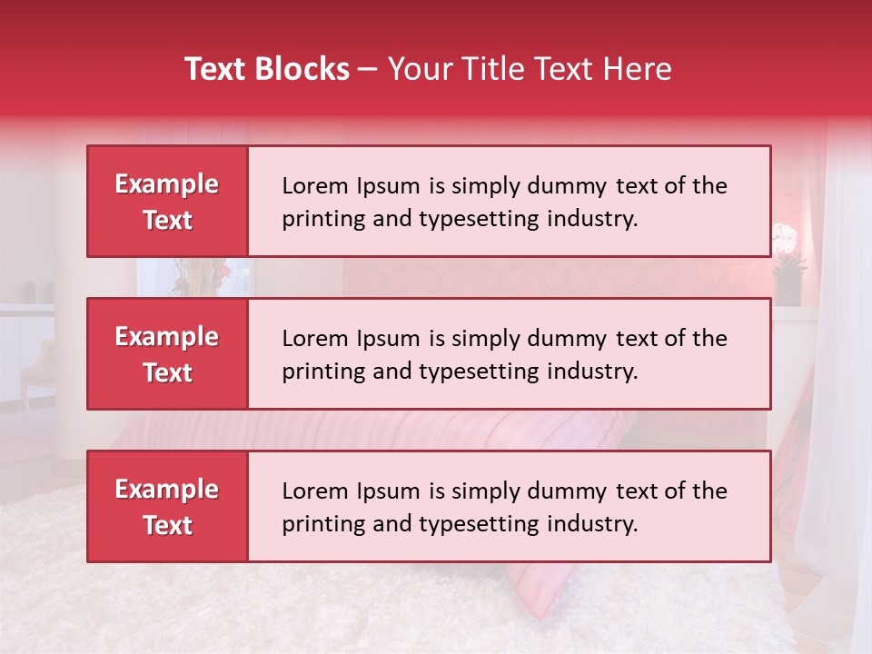 A Bedroom With A Bed And A Pink Wallpaper PowerPoint Template