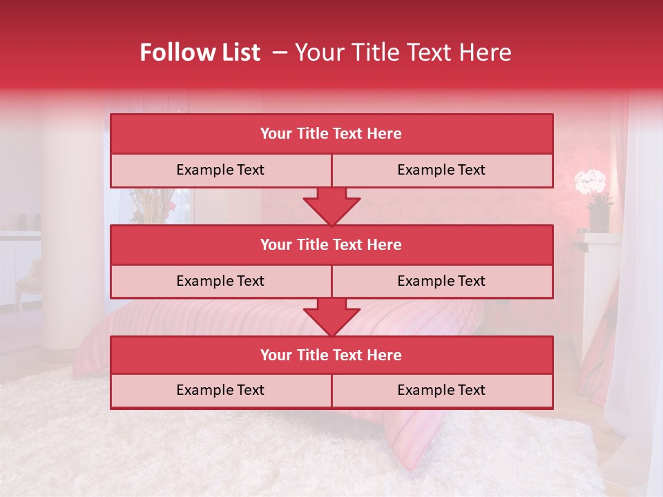 A Bedroom With A Bed And A Pink Wallpaper PowerPoint Template