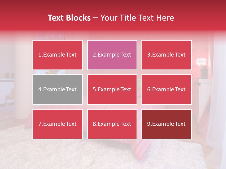 A Bedroom With A Bed And A Pink Wallpaper PowerPoint Template