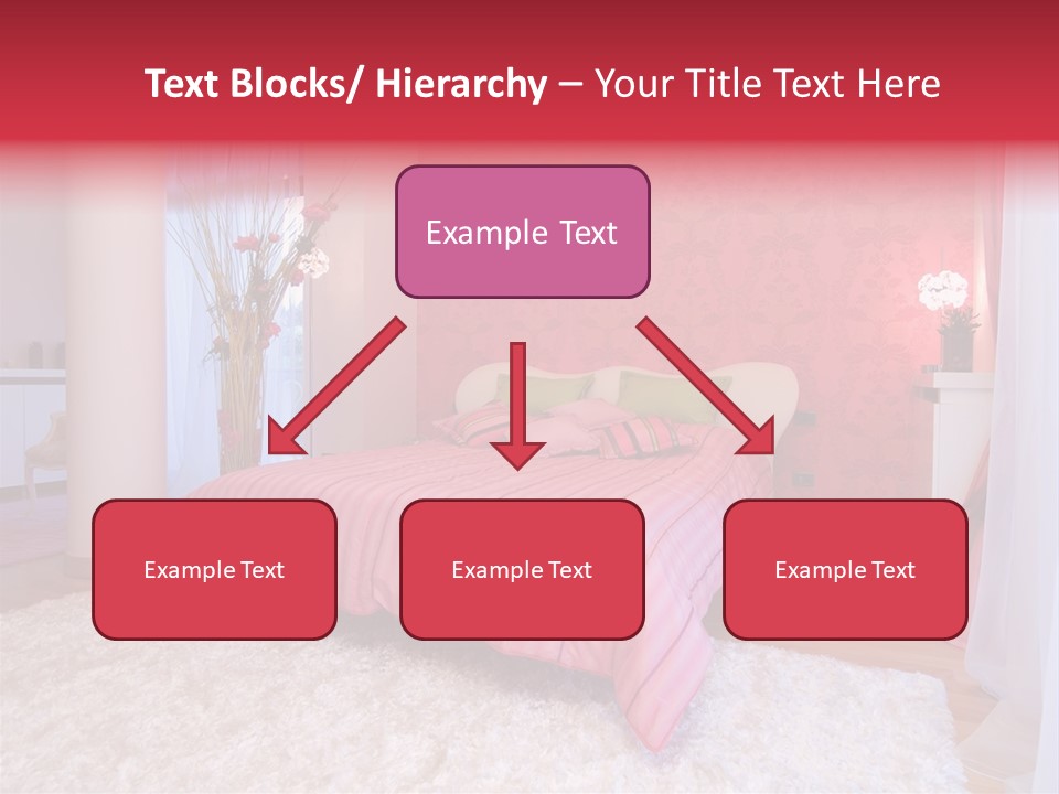 A Bedroom With A Bed And A Pink Wallpaper PowerPoint Template