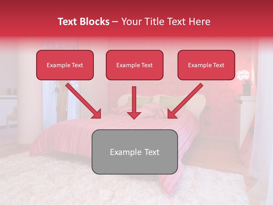 A Bedroom With A Bed And A Pink Wallpaper PowerPoint Template