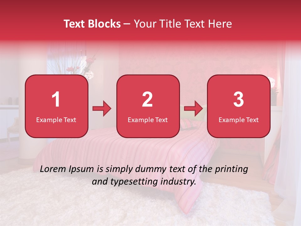 A Bedroom With A Bed And A Pink Wallpaper PowerPoint Template