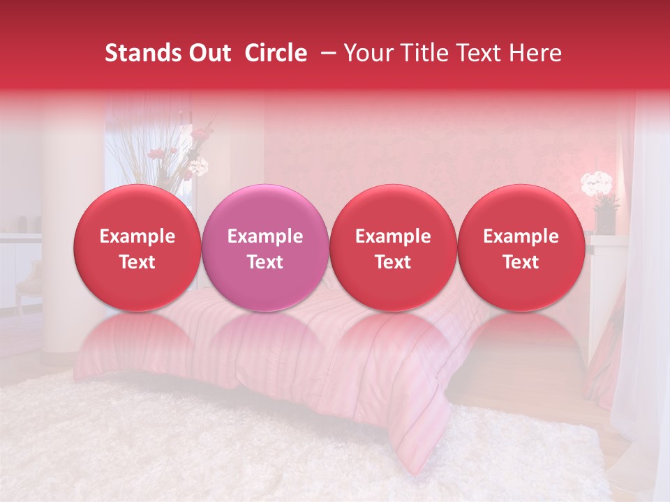 A Bedroom With A Bed And A Pink Wallpaper PowerPoint Template