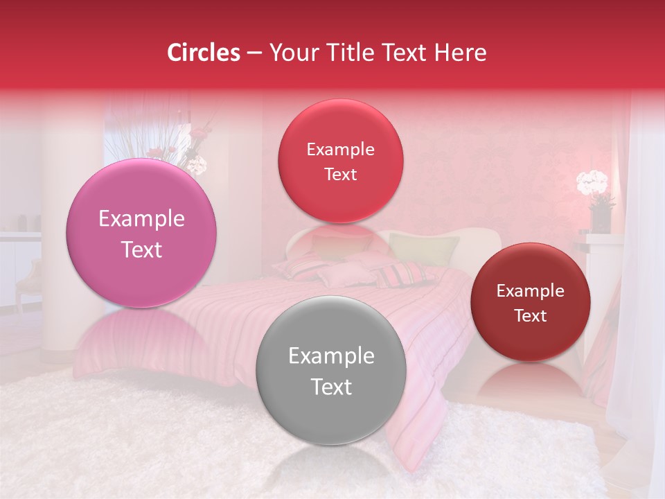 A Bedroom With A Bed And A Pink Wallpaper PowerPoint Template