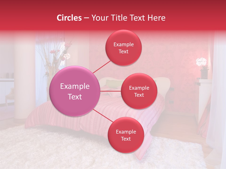 A Bedroom With A Bed And A Pink Wallpaper PowerPoint Template