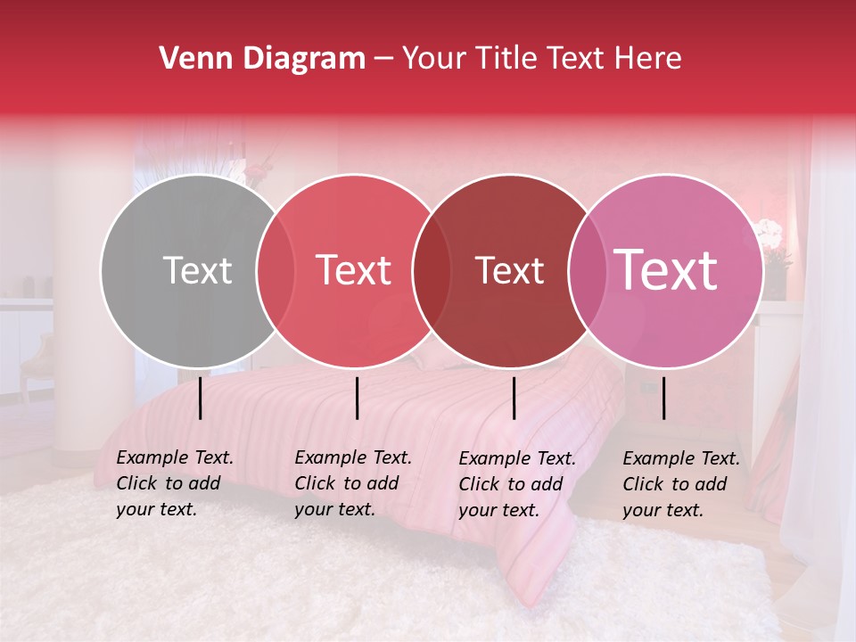 A Bedroom With A Bed And A Pink Wallpaper PowerPoint Template