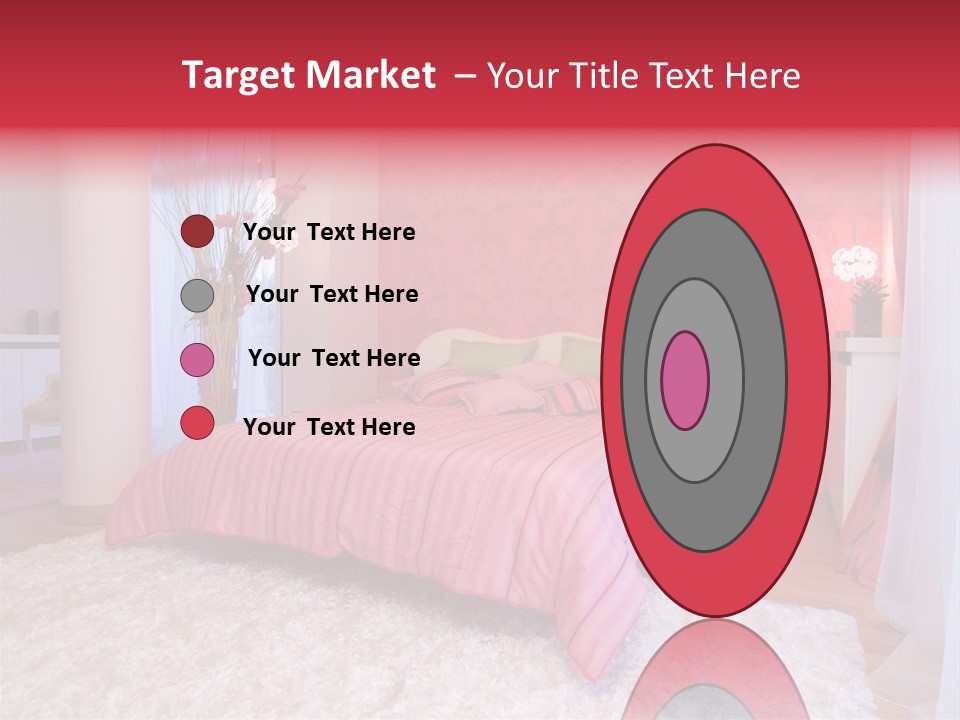 A Bedroom With A Bed And A Pink Wallpaper PowerPoint Template