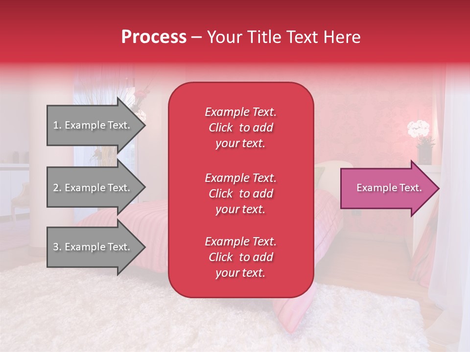 A Bedroom With A Bed And A Pink Wallpaper PowerPoint Template