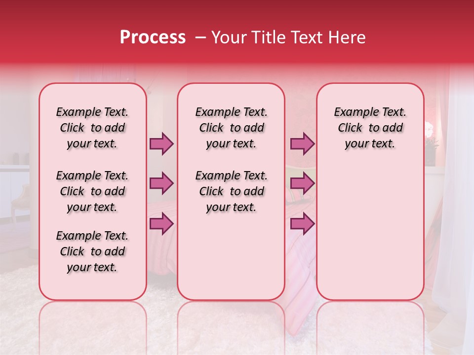 A Bedroom With A Bed And A Pink Wallpaper PowerPoint Template