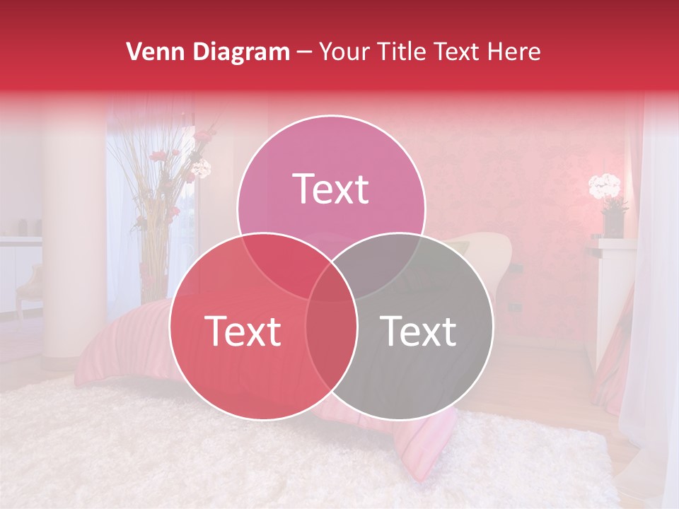 A Bedroom With A Bed And A Pink Wallpaper PowerPoint Template
