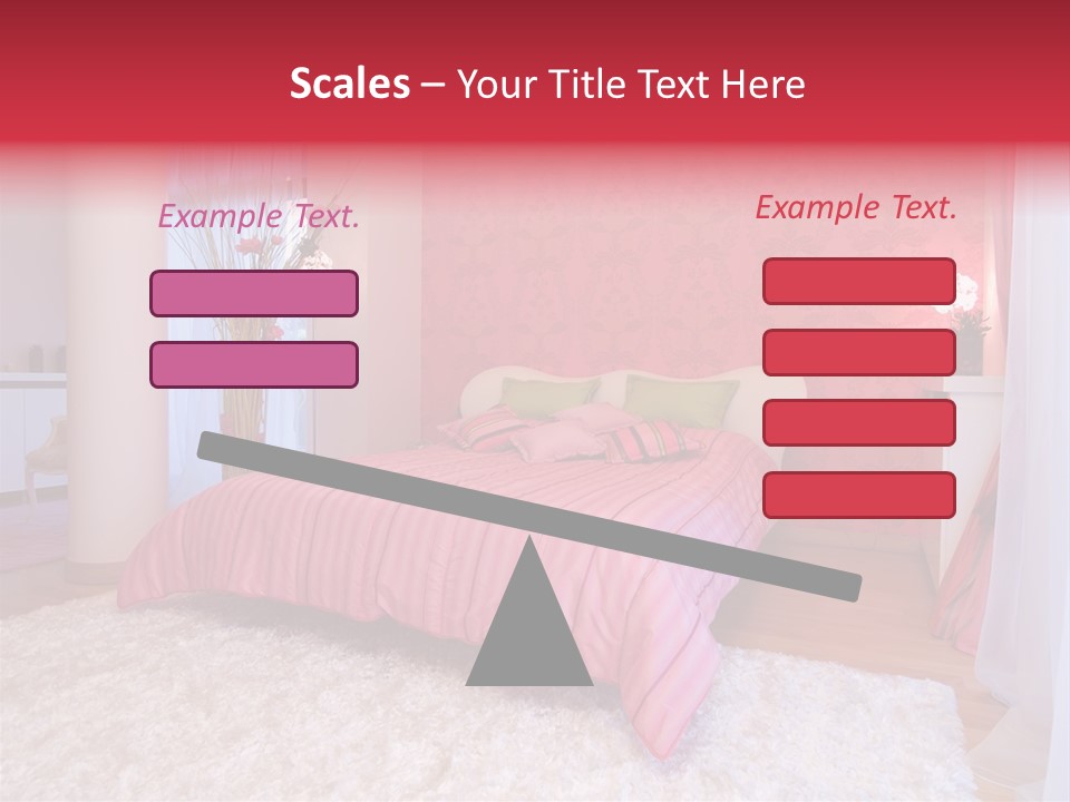 A Bedroom With A Bed And A Pink Wallpaper PowerPoint Template