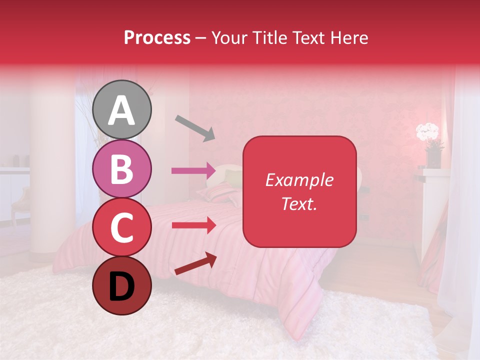 A Bedroom With A Bed And A Pink Wallpaper PowerPoint Template