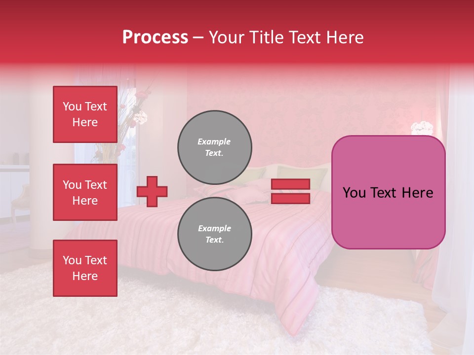 A Bedroom With A Bed And A Pink Wallpaper PowerPoint Template