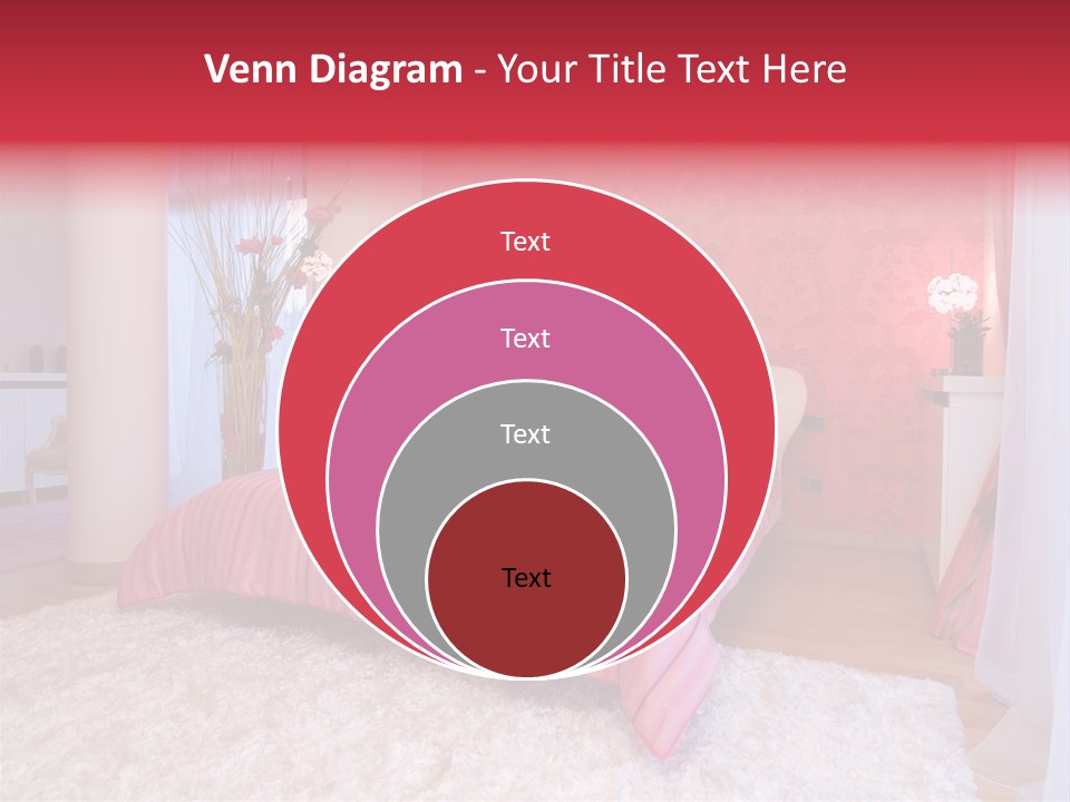 A Bedroom With A Bed And A Pink Wallpaper PowerPoint Template