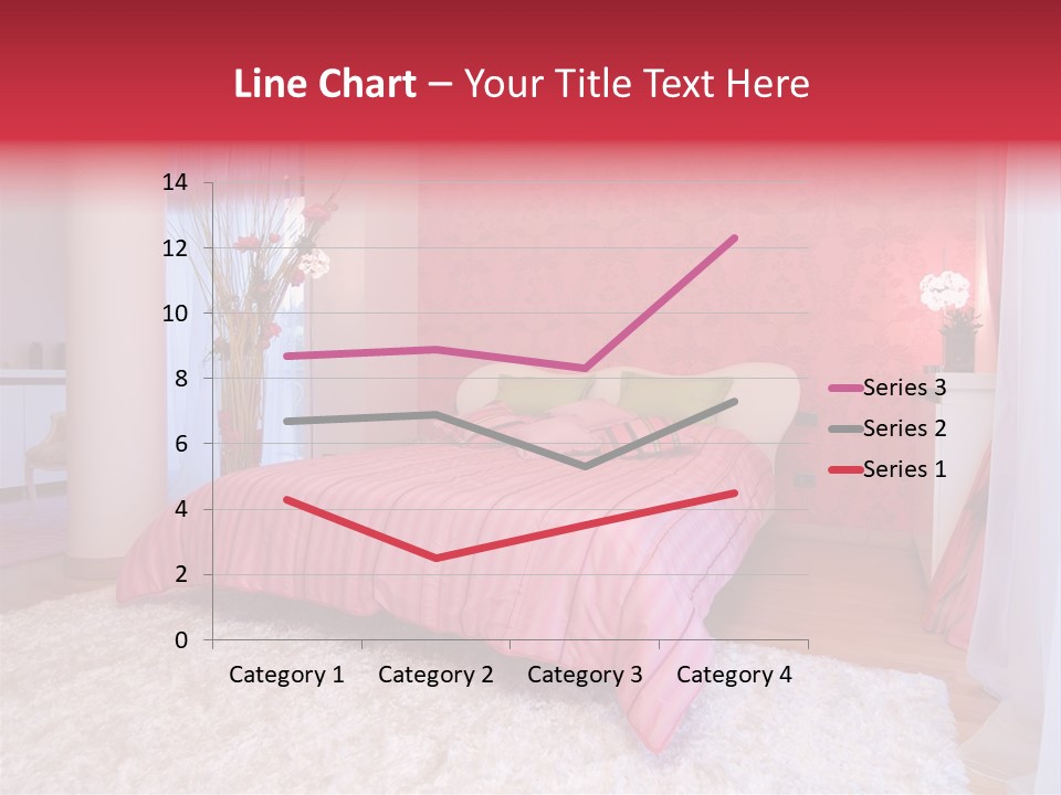 A Bedroom With A Bed And A Pink Wallpaper PowerPoint Template