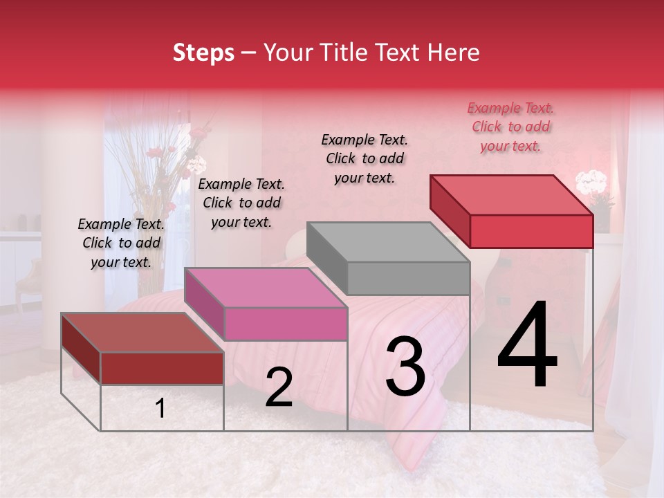 A Bedroom With A Bed And A Pink Wallpaper PowerPoint Template