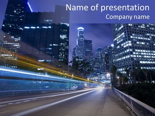 A Picture Of A City At Night Time PowerPoint Template