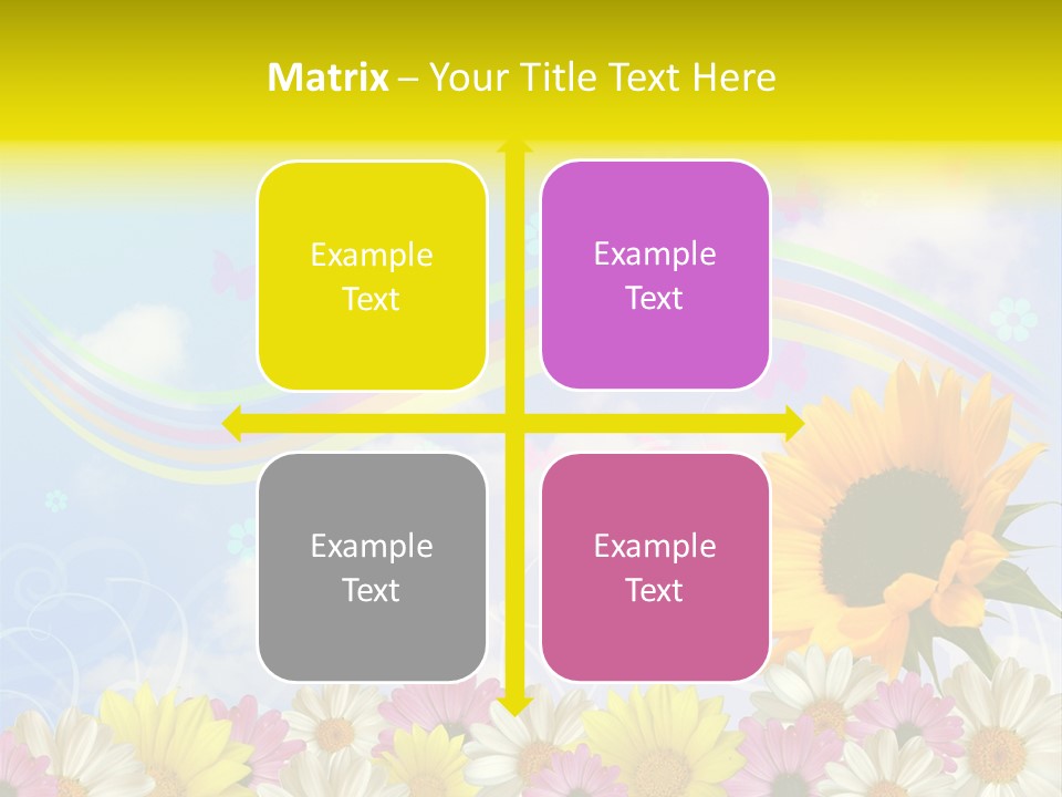 A Sunflower In A Field Of Flowers With A Rainbow In The Background PowerPoint Template