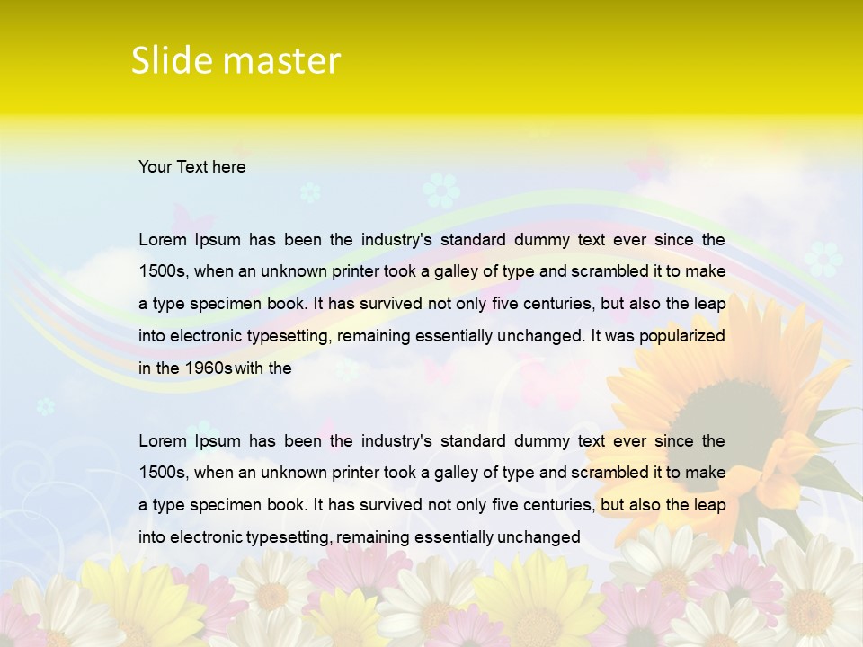 A Sunflower In A Field Of Flowers With A Rainbow In The Background PowerPoint Template