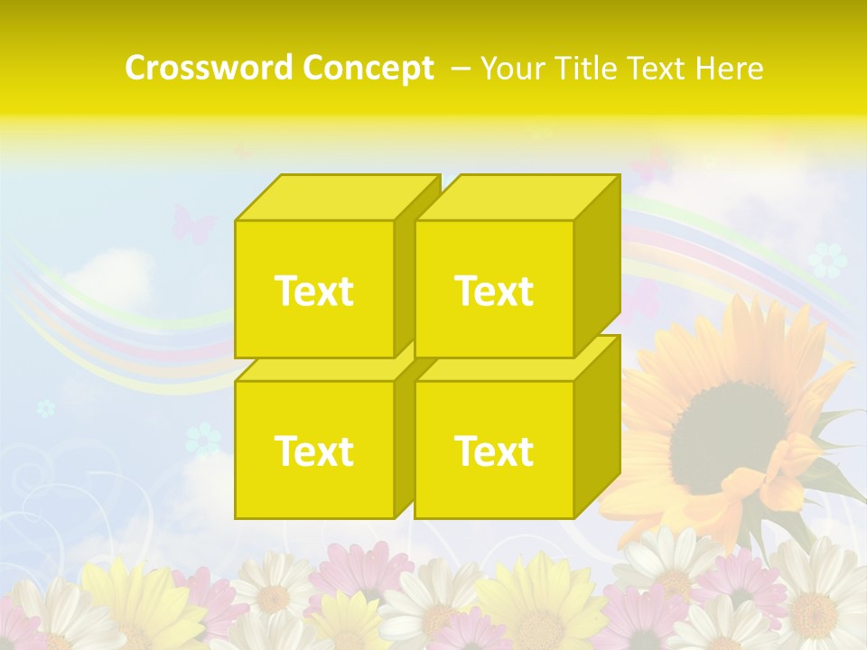 A Sunflower In A Field Of Flowers With A Rainbow In The Background PowerPoint Template
