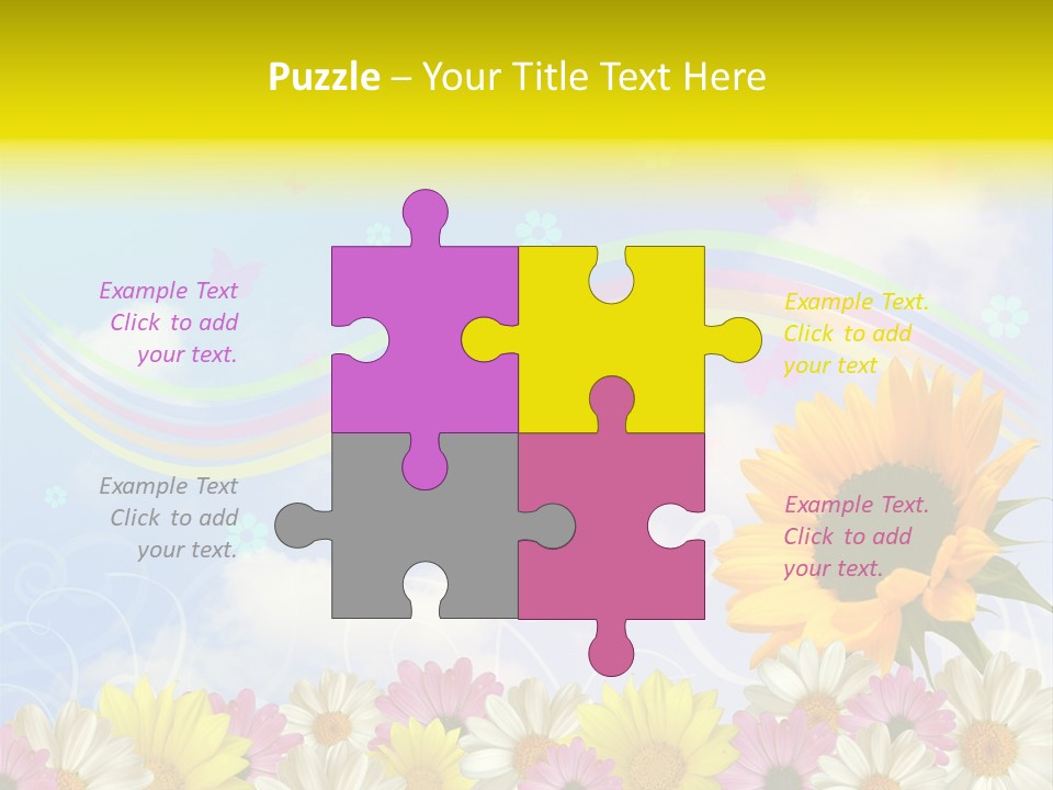 A Sunflower In A Field Of Flowers With A Rainbow In The Background PowerPoint Template