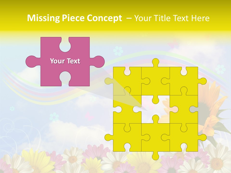 A Sunflower In A Field Of Flowers With A Rainbow In The Background PowerPoint Template