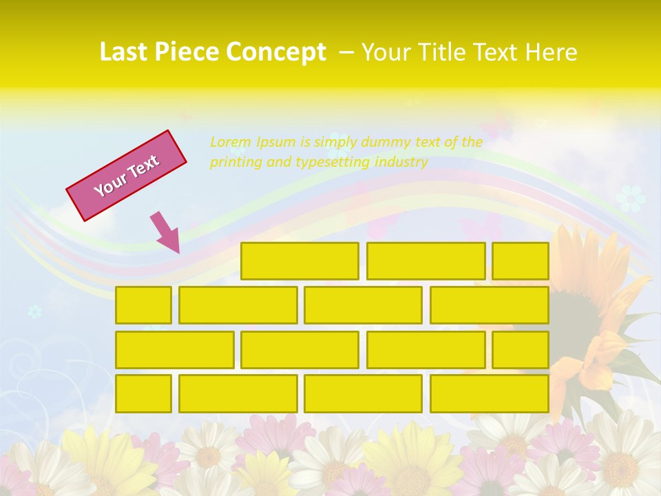 A Sunflower In A Field Of Flowers With A Rainbow In The Background PowerPoint Template