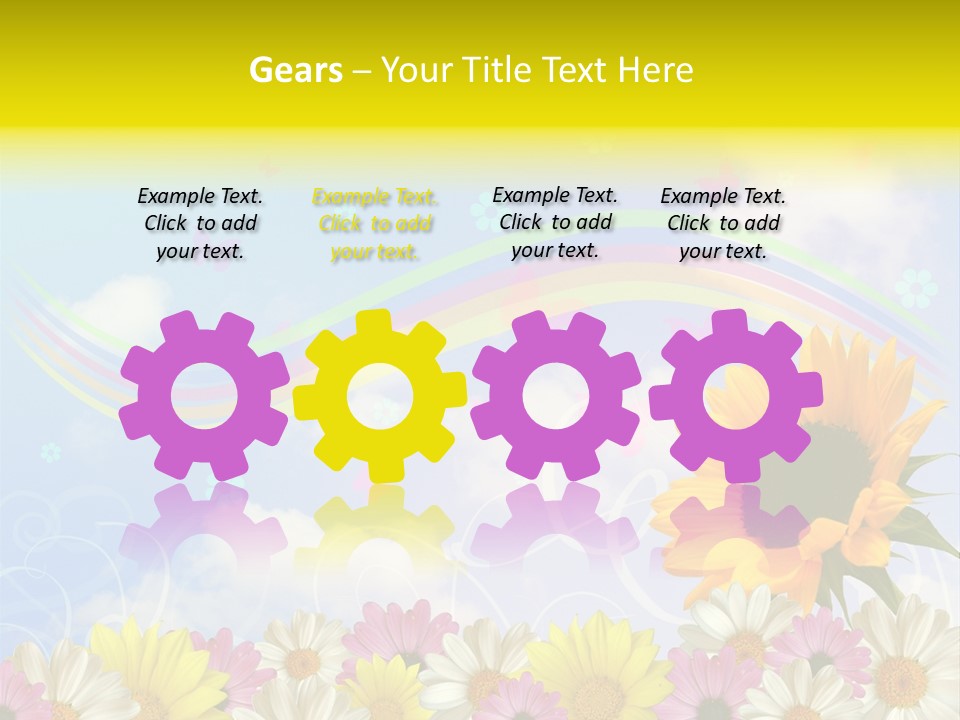 A Sunflower In A Field Of Flowers With A Rainbow In The Background PowerPoint Template