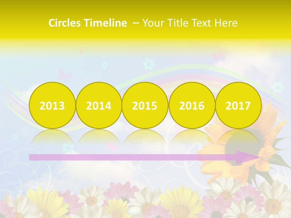 A Sunflower In A Field Of Flowers With A Rainbow In The Background PowerPoint Template