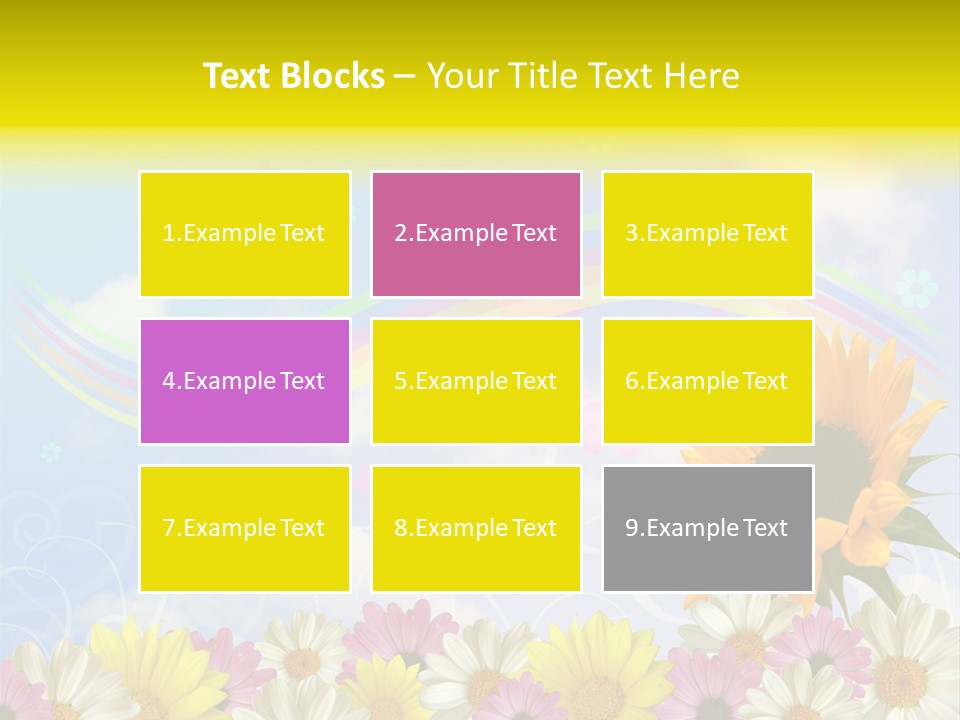 A Sunflower In A Field Of Flowers With A Rainbow In The Background PowerPoint Template