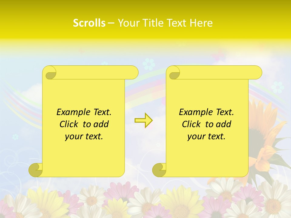 A Sunflower In A Field Of Flowers With A Rainbow In The Background PowerPoint Template