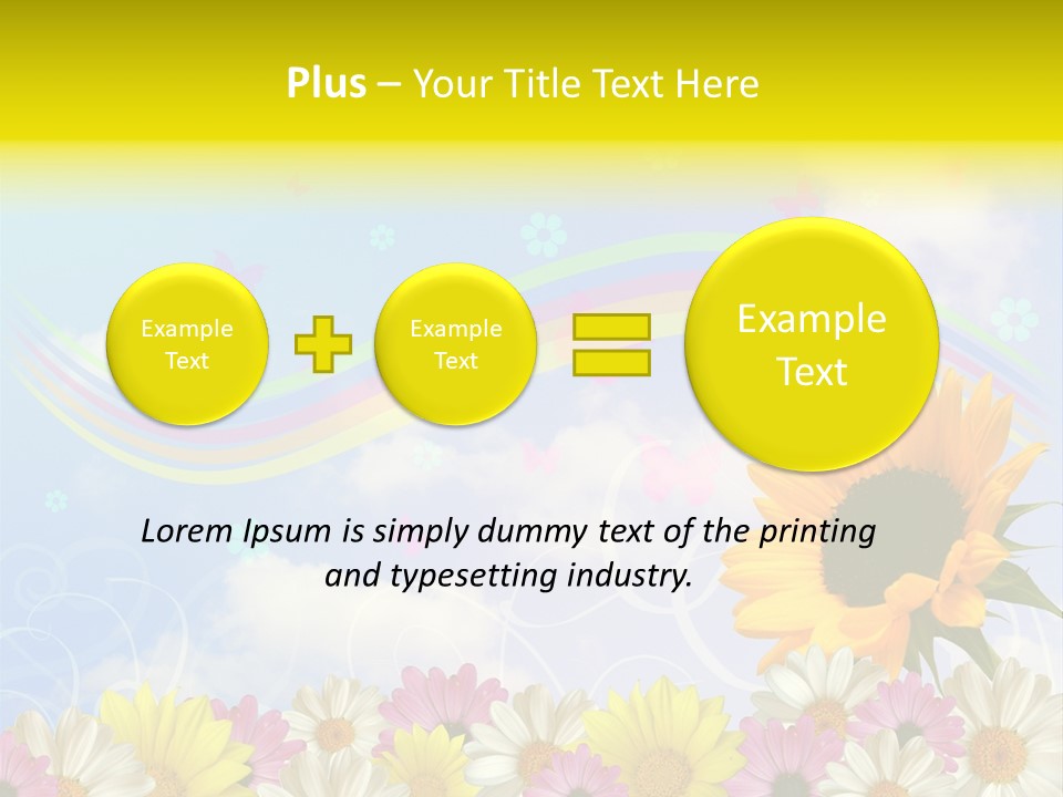 A Sunflower In A Field Of Flowers With A Rainbow In The Background PowerPoint Template