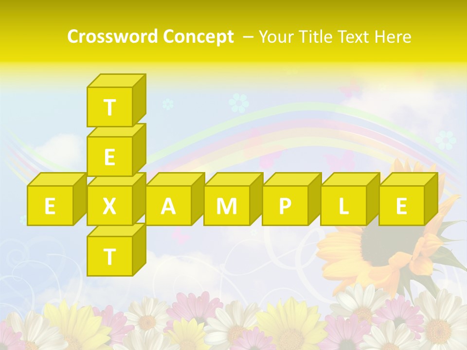 A Sunflower In A Field Of Flowers With A Rainbow In The Background PowerPoint Template