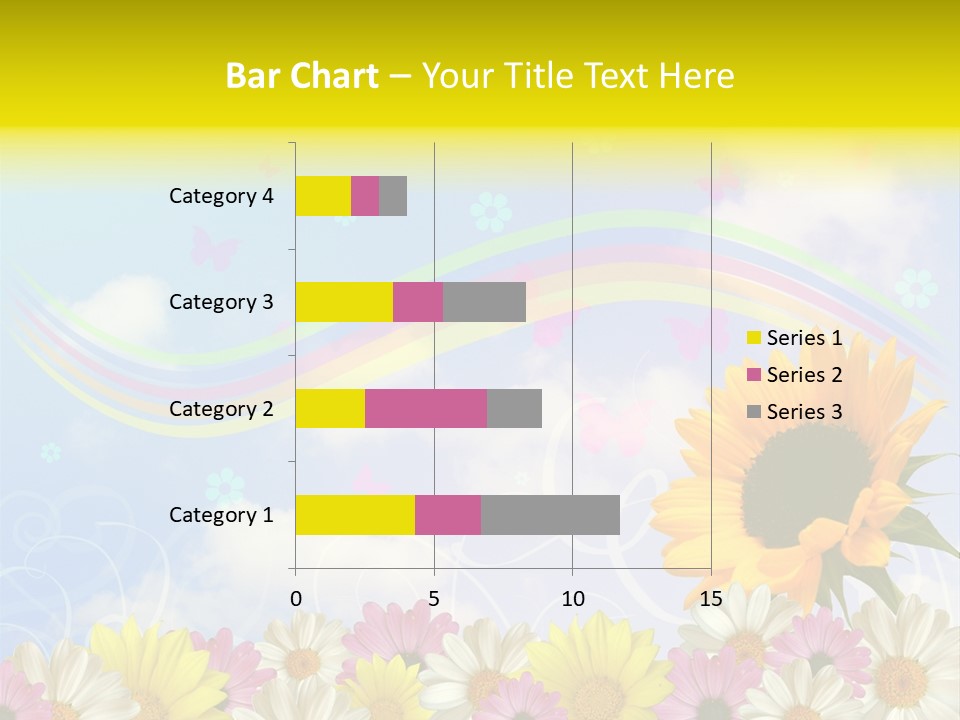 A Sunflower In A Field Of Flowers With A Rainbow In The Background PowerPoint Template