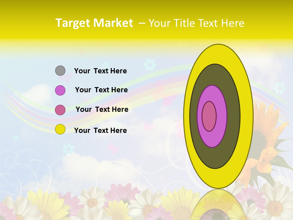 A Sunflower In A Field Of Flowers With A Rainbow In The Background PowerPoint Template