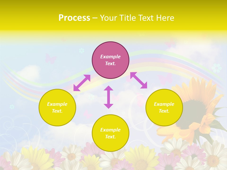 A Sunflower In A Field Of Flowers With A Rainbow In The Background PowerPoint Template